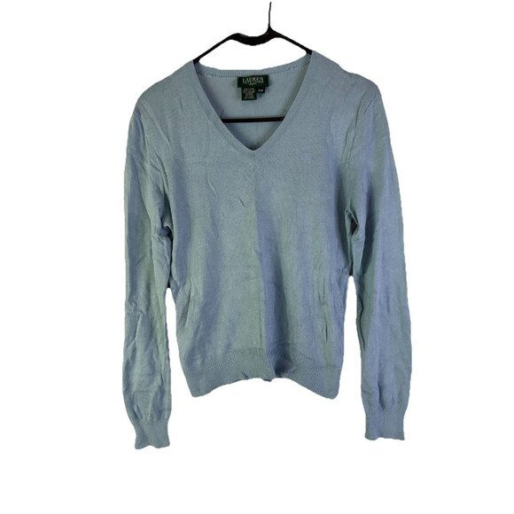 VTG 90s Lauren Ralph Lauren Silk Cashmere Monogram Sweater - Picture 1 of 7